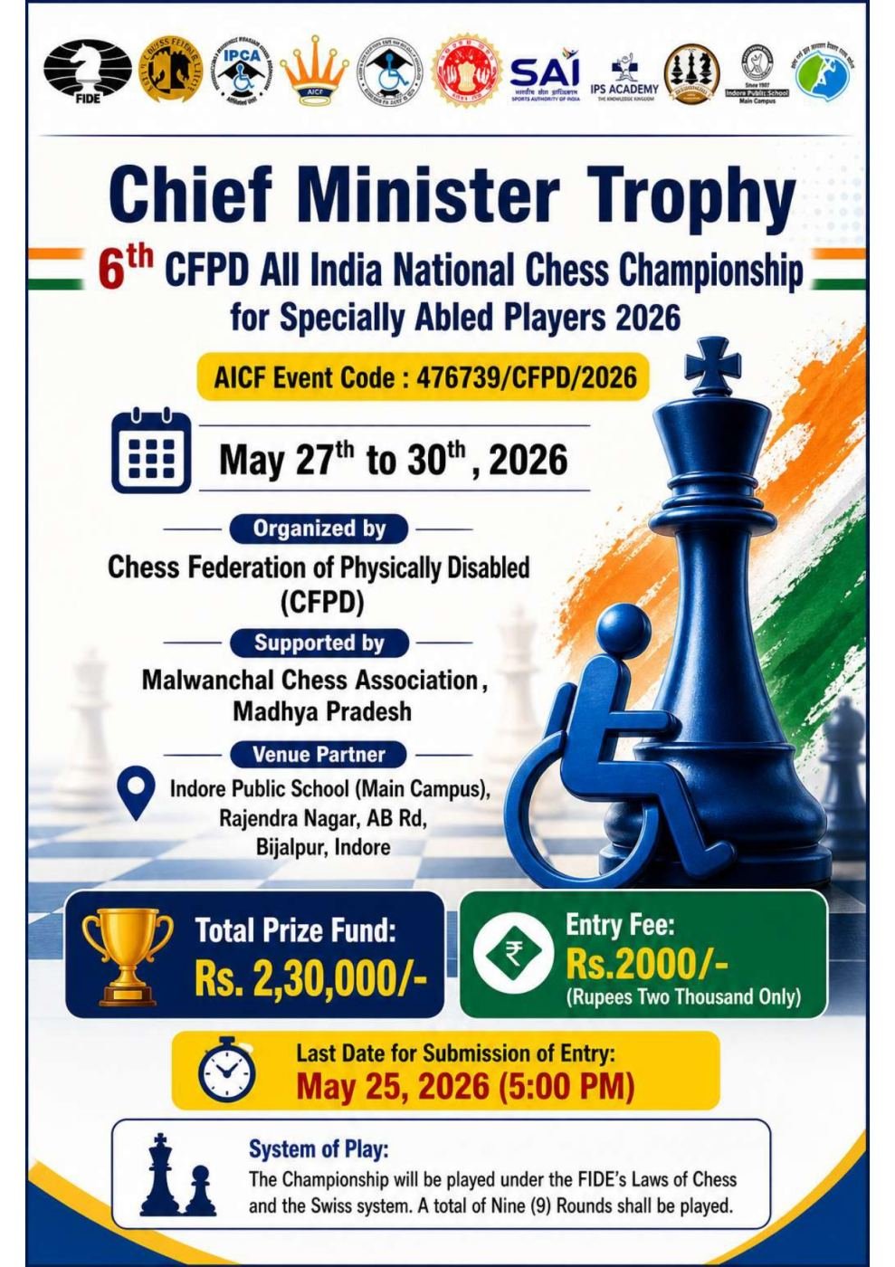 Chief Minister Trophy - 6th CFPD Nationals for Differently Abled Players 2026